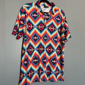 Bad Birdie Colorful Geometric Polo Shirt